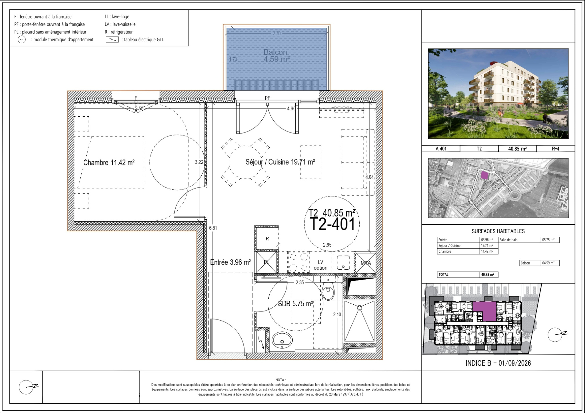 Appartement 2 pièces 41 m² · à Fleury-sur-Orne · 41 m² · 172 000 €