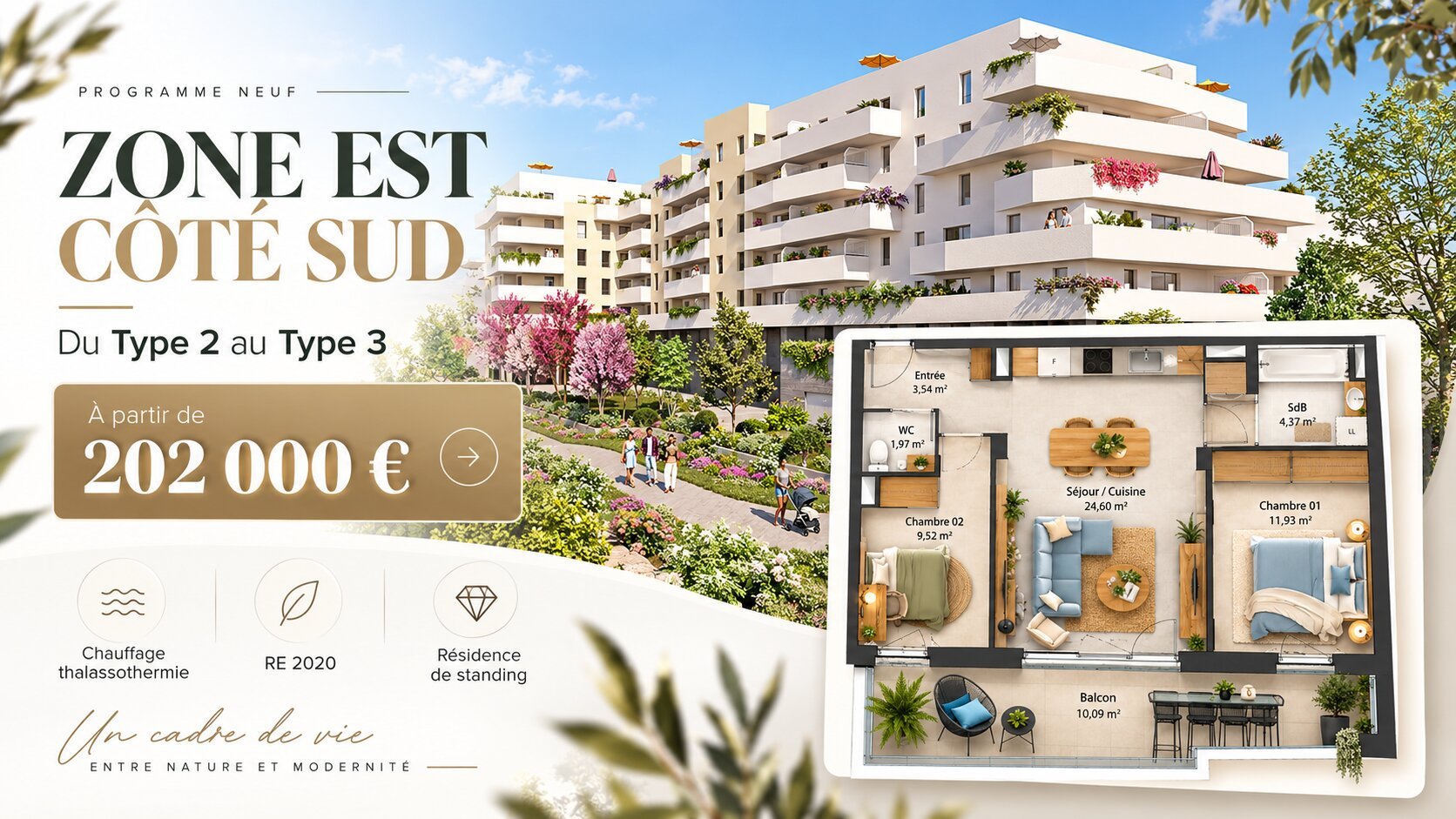 Appartement 3 pièces 55m² SETE 34200 SETE