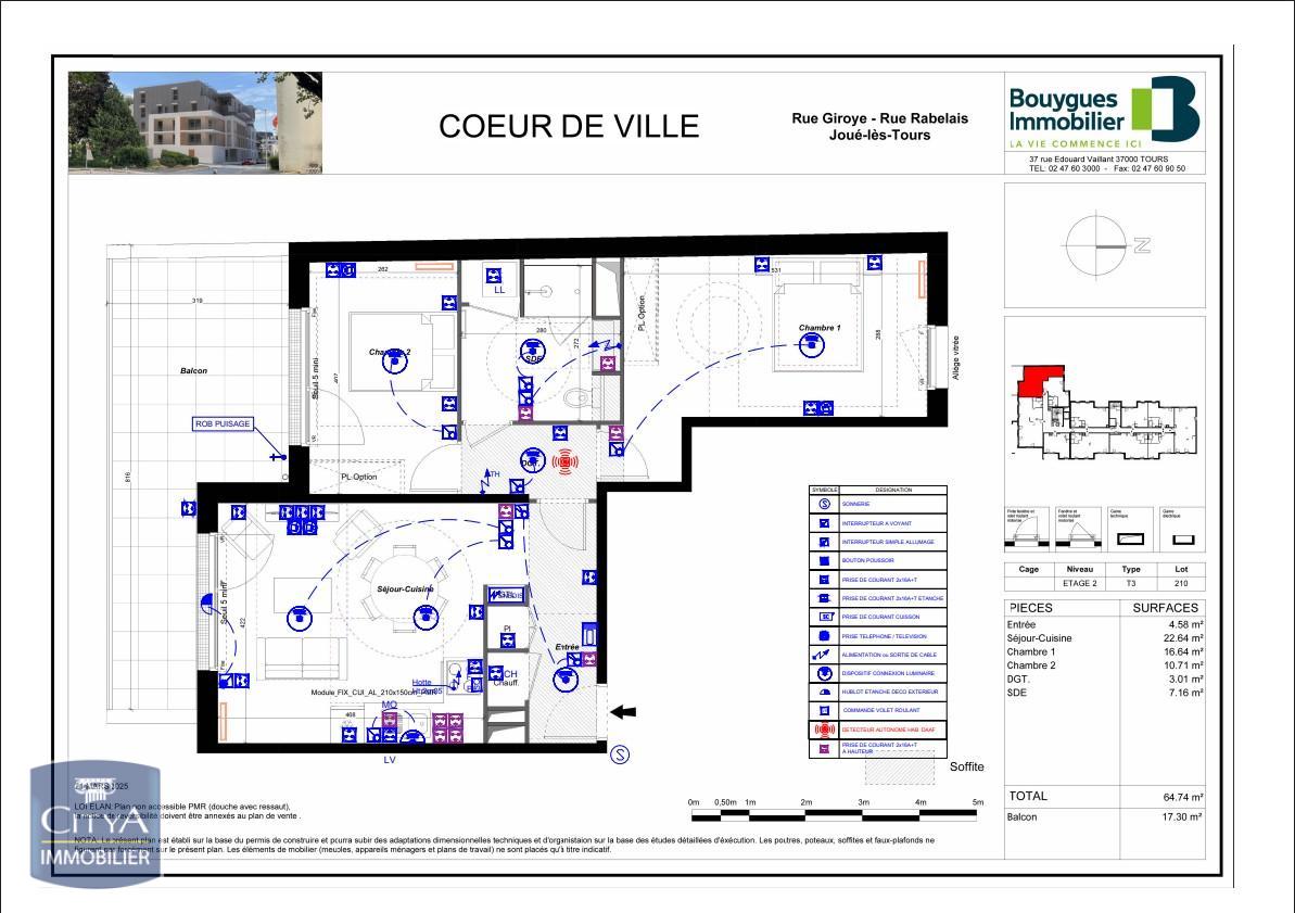 Appartement 3 pièces 64 m² · à Joué-lès-Tours · 64 m² · 890 €/mois