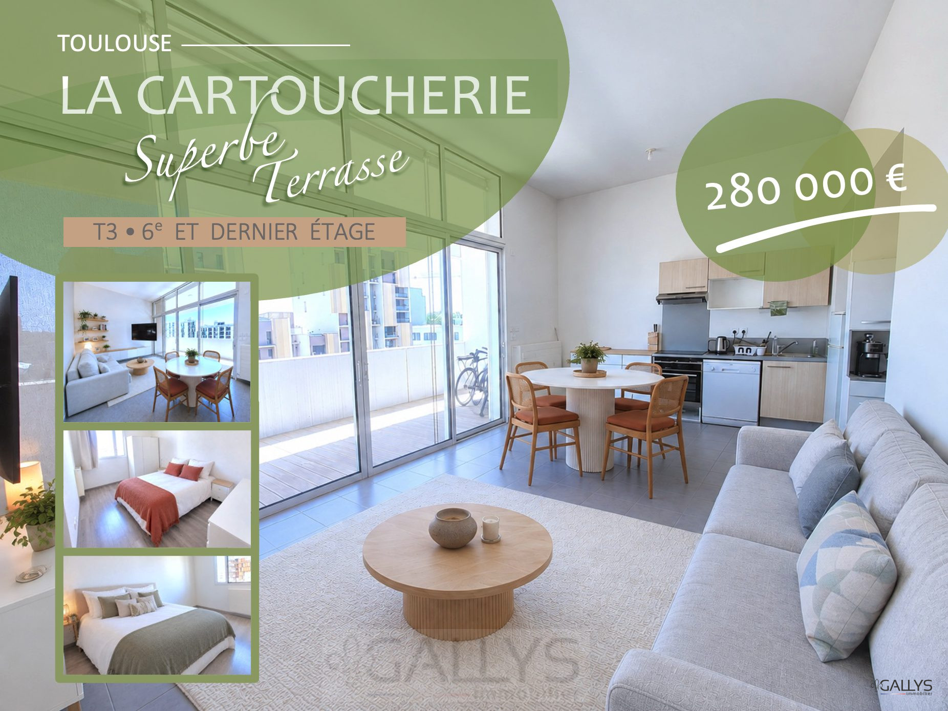 Appartement 3 pièces 64 m² · à Toulouse · 64 m² · 280 000 €